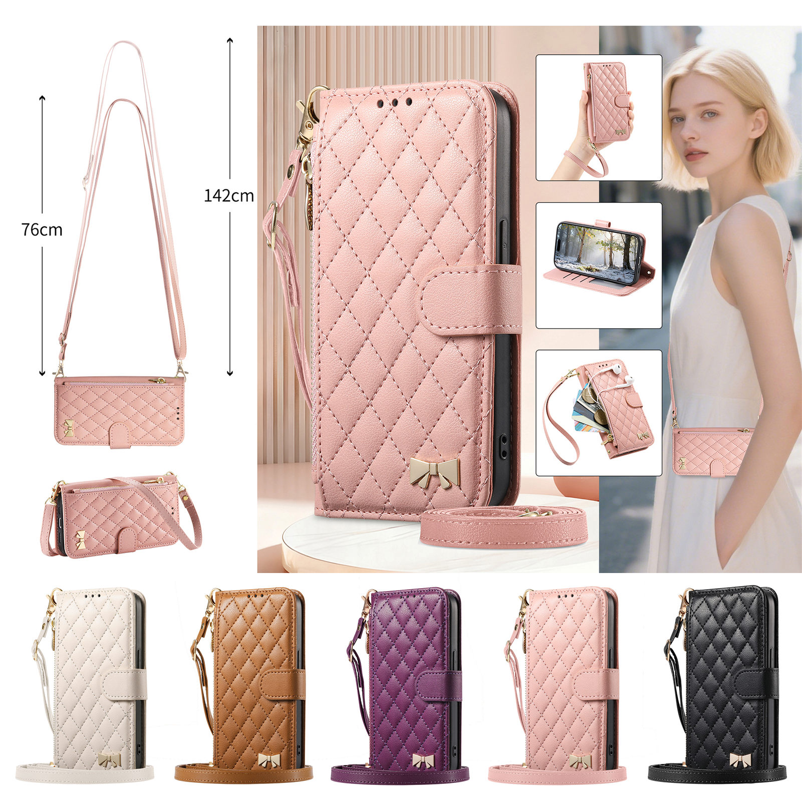 PU Leather Crossbody Flip Wall – обзор и цена Phone Cases With Straps